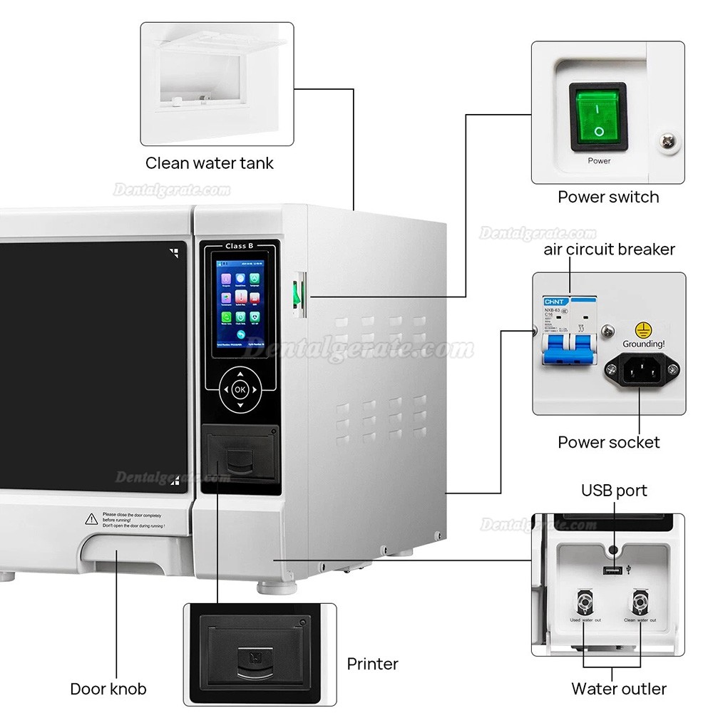 Fomos Foster Plus 22L Dental Autoklav Sterilisation Klasse B mit integriertem Drucker und Trockenfunktion